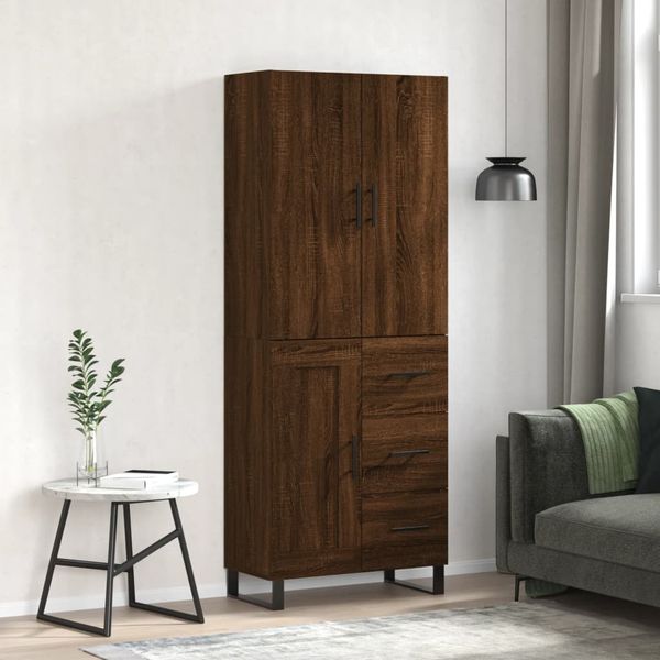 vidaXL Vysoká skrinka hnedý dub 69,5x34x180 cm spracované drevo
