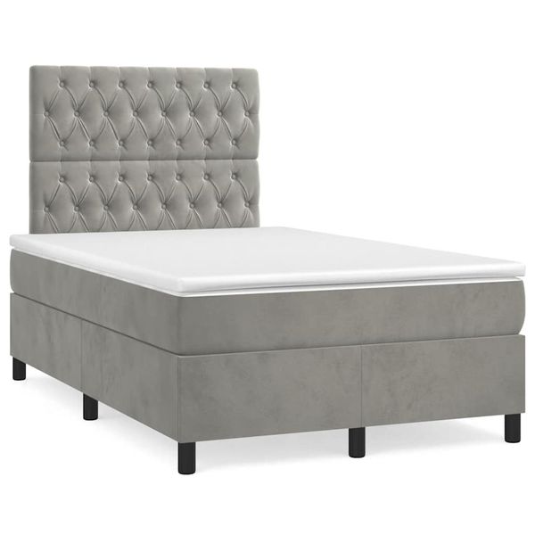 vidaXL Boxspring posteľ s matracom bledosivá 120x190 cm zamat