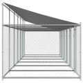 vidaXL Klietka pre psa so strechou a dverami sivá 12x2x2m pozink. oceľ