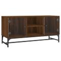 vidaXL TV skrinka so sklenenými dvierkami hnedý dub 102x37x50 cm