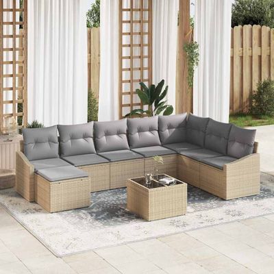 vidaXL Súprava záhradných pohoviek 8 pcs Beige a svetlo šedá polyratan