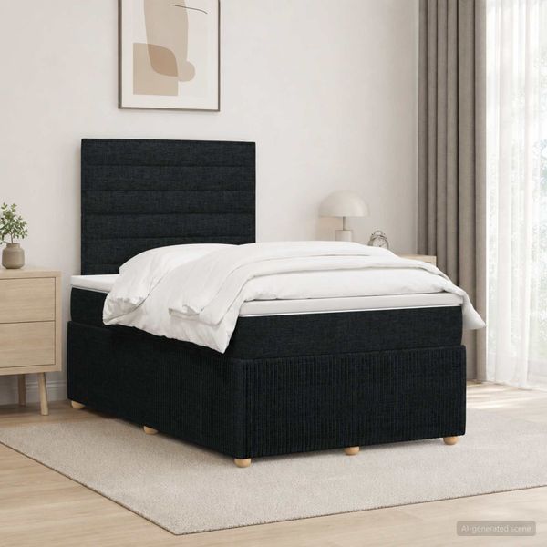 vidaXL LED boxspring posteľ s matracom Čierna 120 x 190 cm Látka