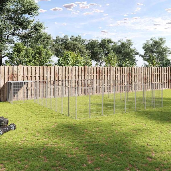 vidaXL Koterec pre psy strieborný 25,41 m² oceľ
