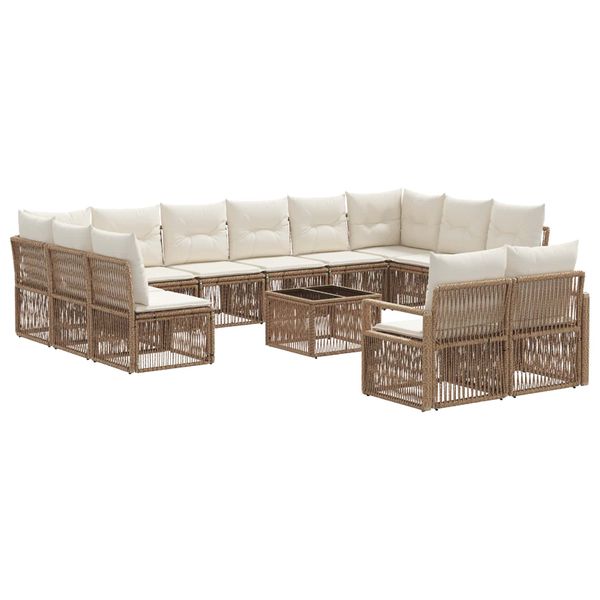 vidaXL Súprava záhradných pohoviek 13 pcs Béžová polyratan