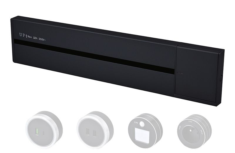 Zásuvková lišta - povrchová Viking LP40B/230V,50Hz/40cm dĺžka/čierna/až 5modulov/IP20/hliník/povrchová