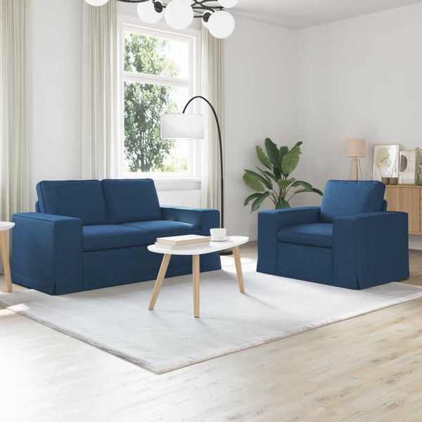 vidaXL Sada pohoviek 2 pcs Modrá 162 x 80 x 82 cm látka