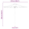 vidaXL Záhradný slnečník Ø 270 x 260 cm Bambus Okrúhly Krémovo biela