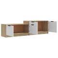 vidaXL TV stolík biely a sonoma 158,5x36x45 cm spracované drevo
