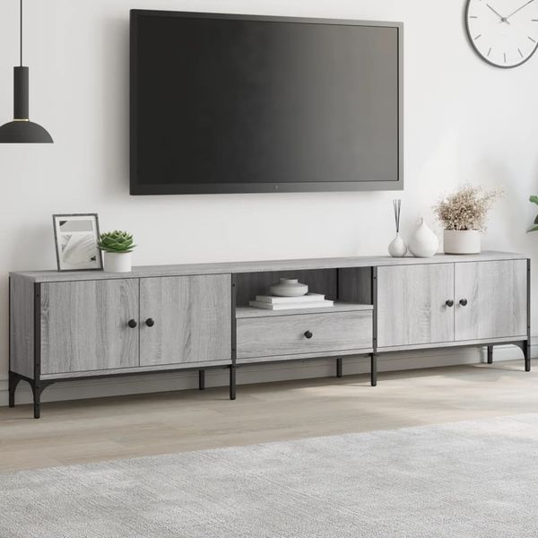 vidaXL TV skrinka so zásuvkou sivá sonoma 200x25x44cm kompozitné drevo