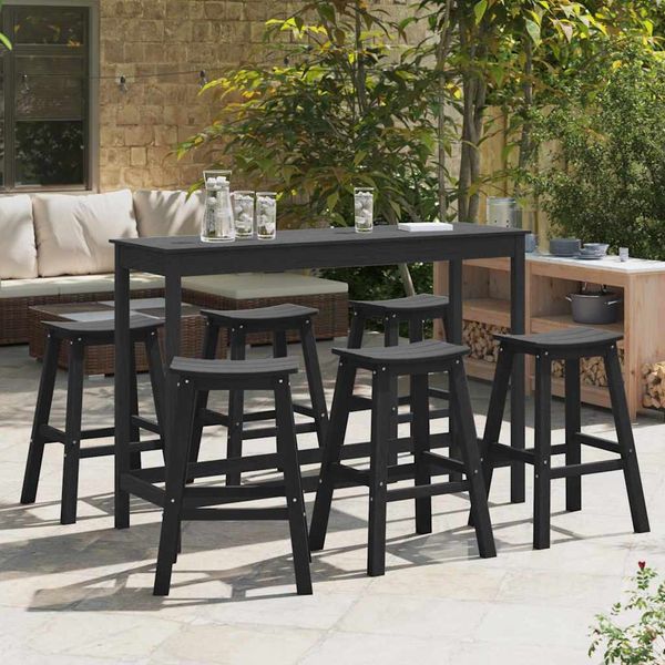 vidaXL Záhradný bar set 6 pcs Čierna HDPE