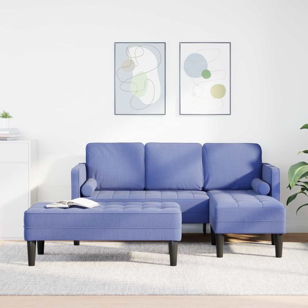 vidaXL Sada pohoviek s vankúšom 2 pcs Modrá džínovina Polyester