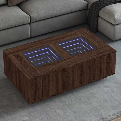 vidaXL Konferenčný stolík s nekonečnými LED hnedý dub 116x69x40 cm