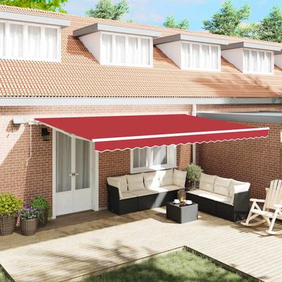 vidaXL Sklopná markíza Červená 500 × 350 cm Tkanina a hliník