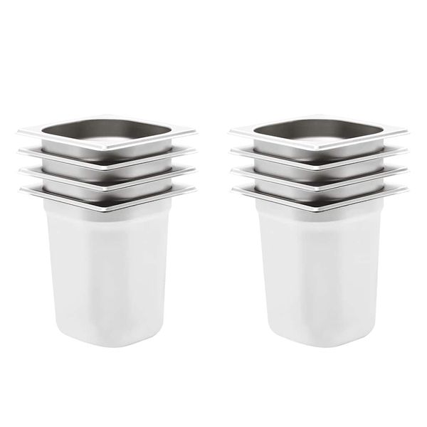 vidaXL Gastronádoby 8 ks, GN 1/6, 200 mm, nehrdzavejúca oceľ