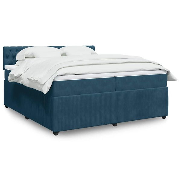 vidaXL Posteľný rám boxsping s matracom modrá 200x200 cm zamat