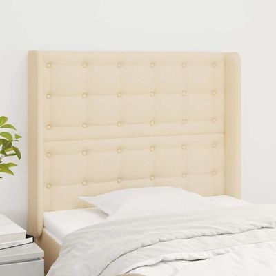 vidaXL Čelo postele so záhybmi krémové 93x16x118/128 cm látka