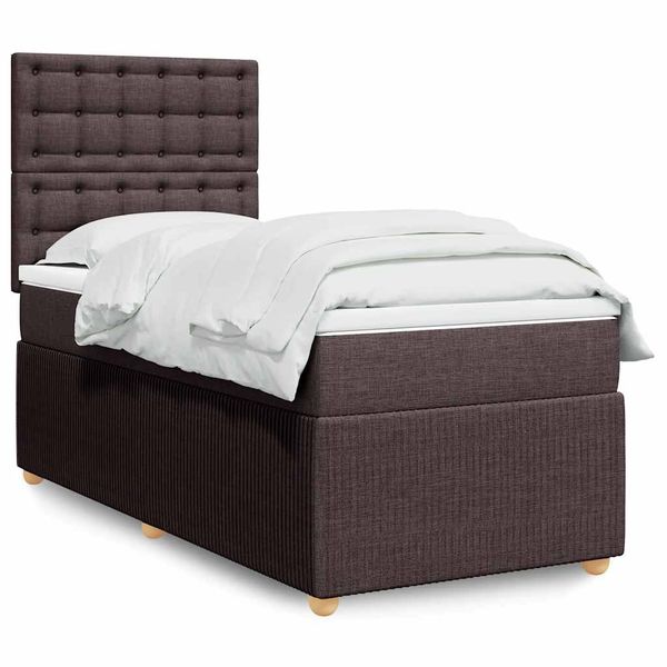 vidaXL Posteľný rám boxsping s matracom hnedý 80x200 cm látka