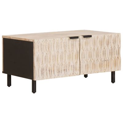 vidaXL Konferenčný stolík Biela 80 x 50 x 40 cm Masívne mango drevo