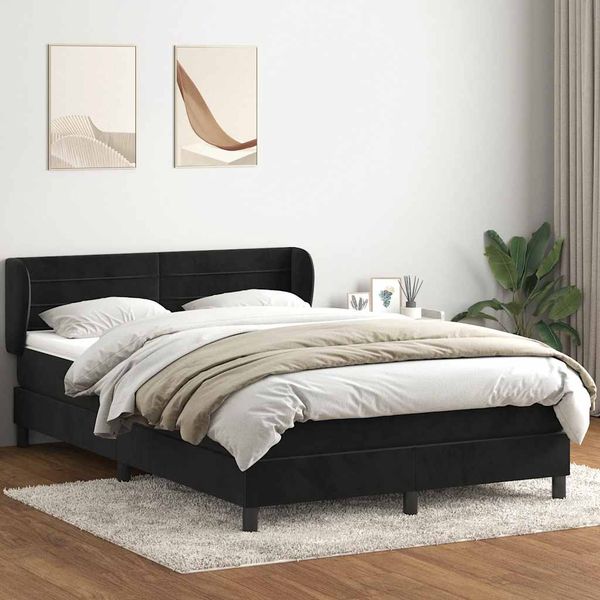 vidaXL Posteľný rám boxspring s matracom čierny 160x210 cm zamat
