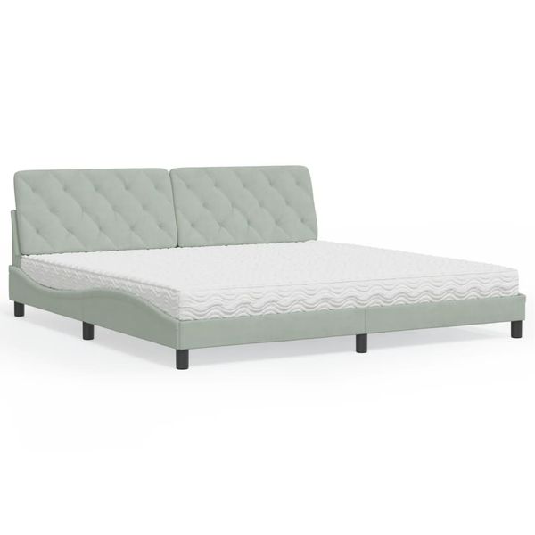 vidaXL Posteľ s matracom bledosivý 200x200 cm zamat