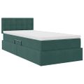 vidaXL Úložná posteľ s čelnou doskou Tmavozelená 100 x 200 cm Zamat