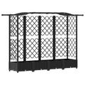 vidaXL Vyvýšený záhon s mriežkou a strechou Čierna 203,5 x 40 x 123 cm