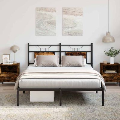 vidaXL Posteľný rám bez matraca dymový dub 150x200 cm kompozitné drevo