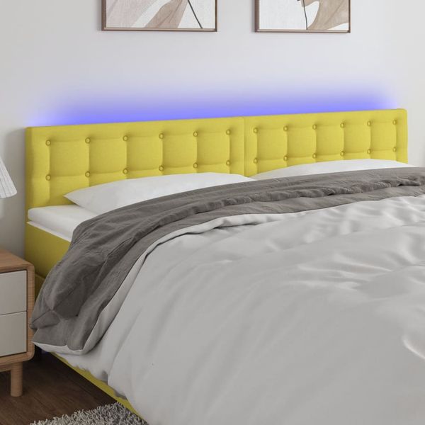 vidaXL Čelo postele s LED zelené 160x5x78/88 cm látka