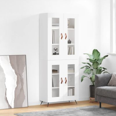 vidaXL Vysoká skrinka biela 69,5x34x180 cm spracované drevo