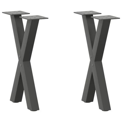 vidaXL Nohy konferenčného stolíka v tvare X, 2 ks, antracitové, 38 x (42-43) cm, oceľ