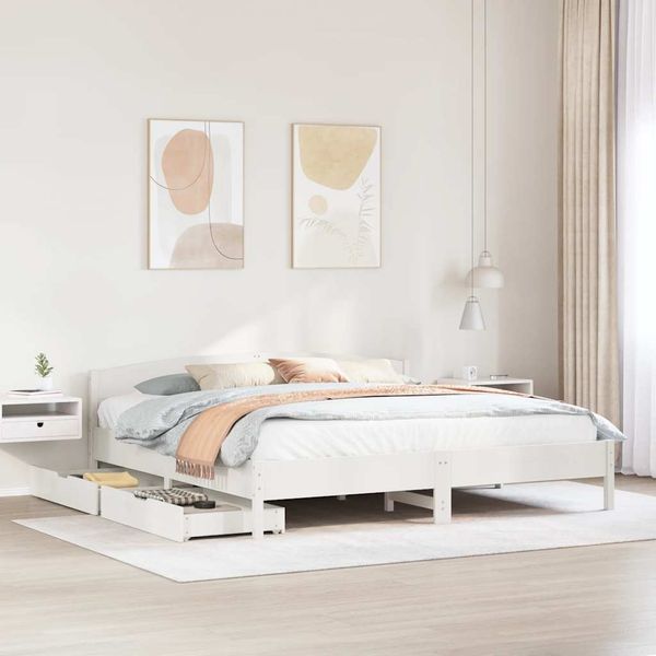 vidaXL Posteľ bez matraca biela 180x200 cm masívna borovica