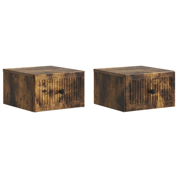 vidaXL Nástenná nočná skrinka 2 pcs Dymový dub 33 x 34,5 x 20 cm