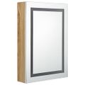 vidaXL LED kúpeľňová zrkadlová skrinka biela a farba dubu 50x13x70 cm