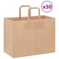 vidaXL Papierové tašky 50 ks s rúčkami, hnedá, 32x17x25 cm