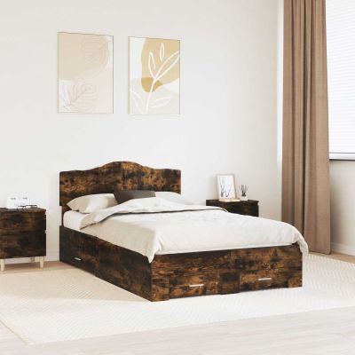 vidaXL Rám postele Dymová dub 120 x 200 cm Kompozitné drevo