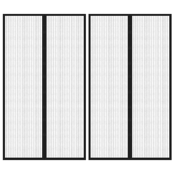 vidaXL Závesy proti hmyzu s magnetickými blokmi 2ks čierne 200x80 cm