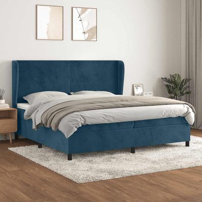 vidaXL Posteľný rám boxsping s matracom tmavomodrý 200x200 cm zamat