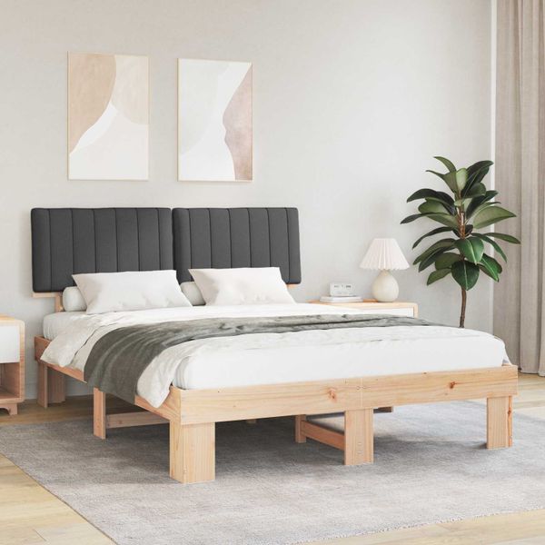 vidaXL Rám postele s čalúneným čelom Tmavo šedá 150 x 200 cm
