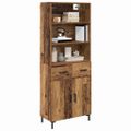 vidaXL Highboard Staré drevo 69,5 x 34 x 180 cm Kompozitné drevo