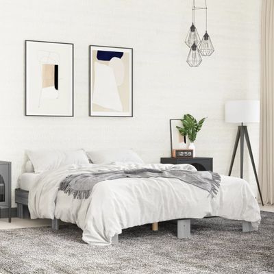 vidaXL Posteľný rám sivý sonoma 150x200 cm kompozitné drevo a kov
