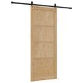 vidaXL Posuvné dvere 86 x 211 cm Borovicový masív Prírodná a čierna