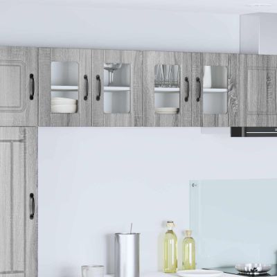 vidaXL Nástenný sklenený kabinet PORTO 2 pcs Sivý Sonoma