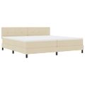 vidaXL Posteľ s pružinovým rámom Krémová 200 x 200 cm látka
