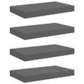vidaXL Plávajúce nástenné police 4 ks, lesklé sivé 40x23,5x3,8 cm, MDF