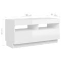 vidaXL TV skrinka s LED svetlami lesklá biela 260x35x40 cm