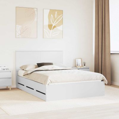 vidaXL Rám postele so zásuvkou Biela 150 x 200 cm Inžinierske drevo