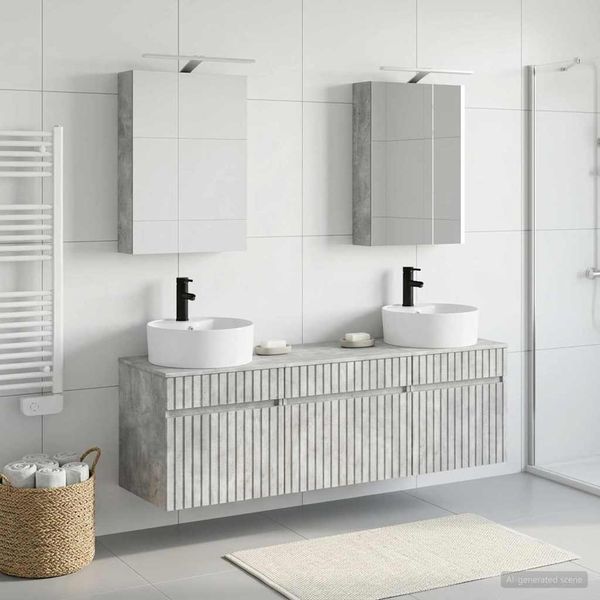 vidaXL Set kabinetov do kúpeľne 5 pcs Betónovo sivá 50 x 14,5 x 70 cm