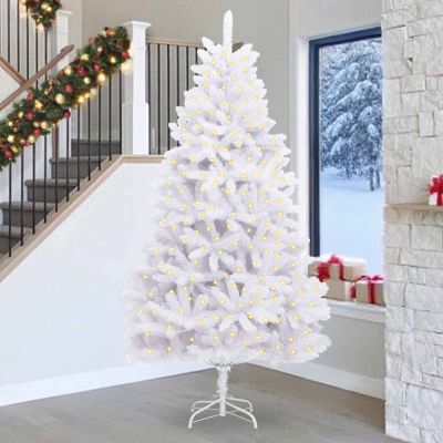 vidaXL Umelý vianočný stromček s 300 LED-i Biela 270 cm PVC a kov