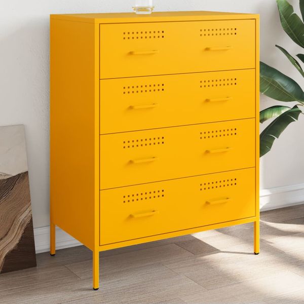 vidaXL Komoda horčicovožltá 68x39x89 cm oceľ