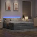 VidaXL Osmanská posteľ s matracom a LED svetlosivá látka 180x200cm